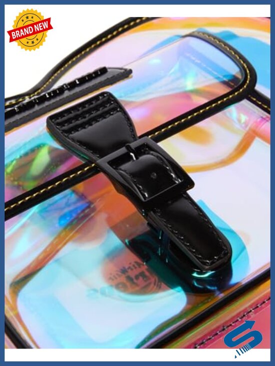 Iridescent PU Transparent Heart Backpack - Detachable Straps main image 6